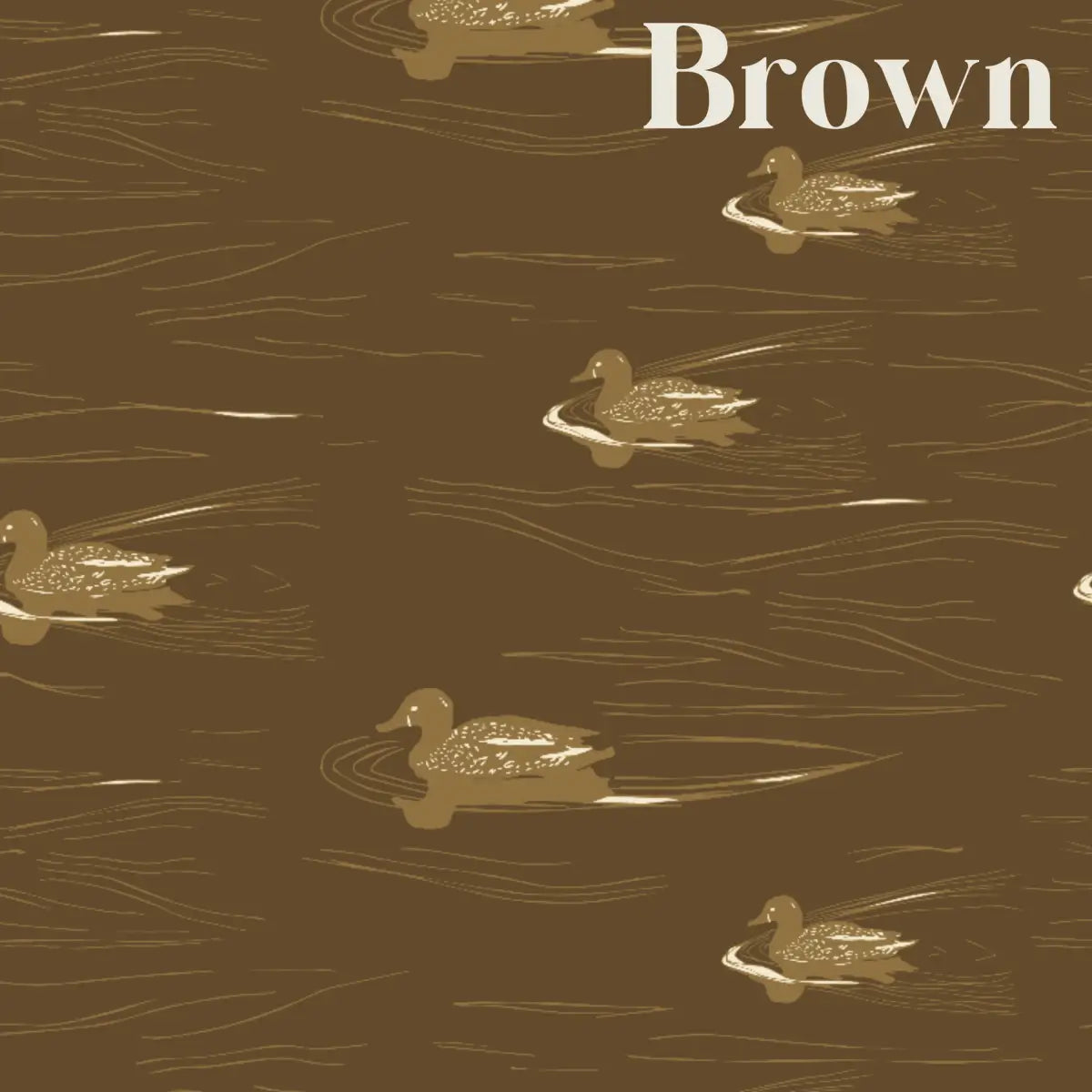 Mallard Wallpaper - Swimming Ducks - by Cassandra Zaniboni - Sample 1 foot by 1 foot / Brown - Loomwell Home Goods