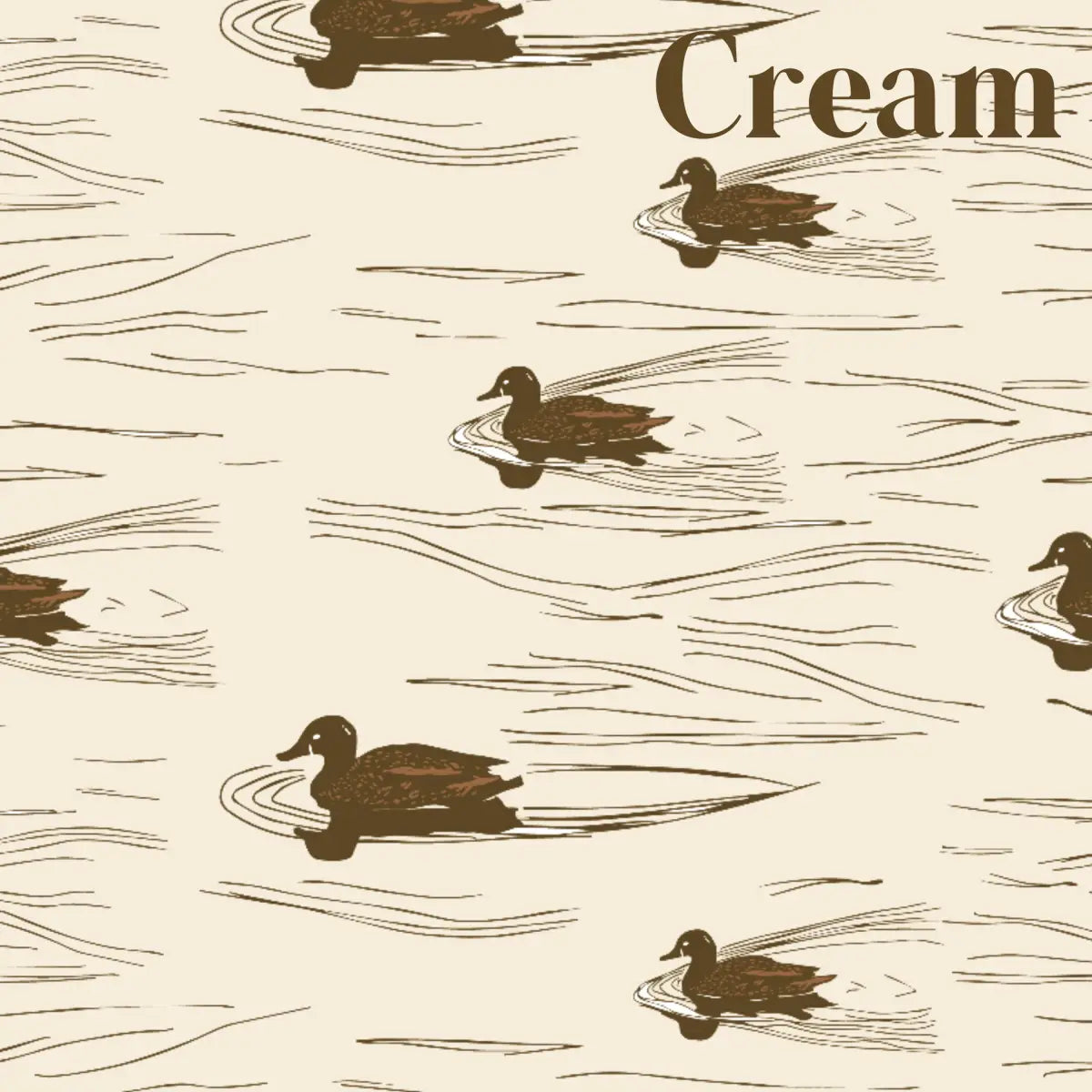 Mallard Wallpaper - Swimming Ducks - by Cassandra Zaniboni - Sample 1 foot by 1 foot / Cream - Loomwell Home Goods