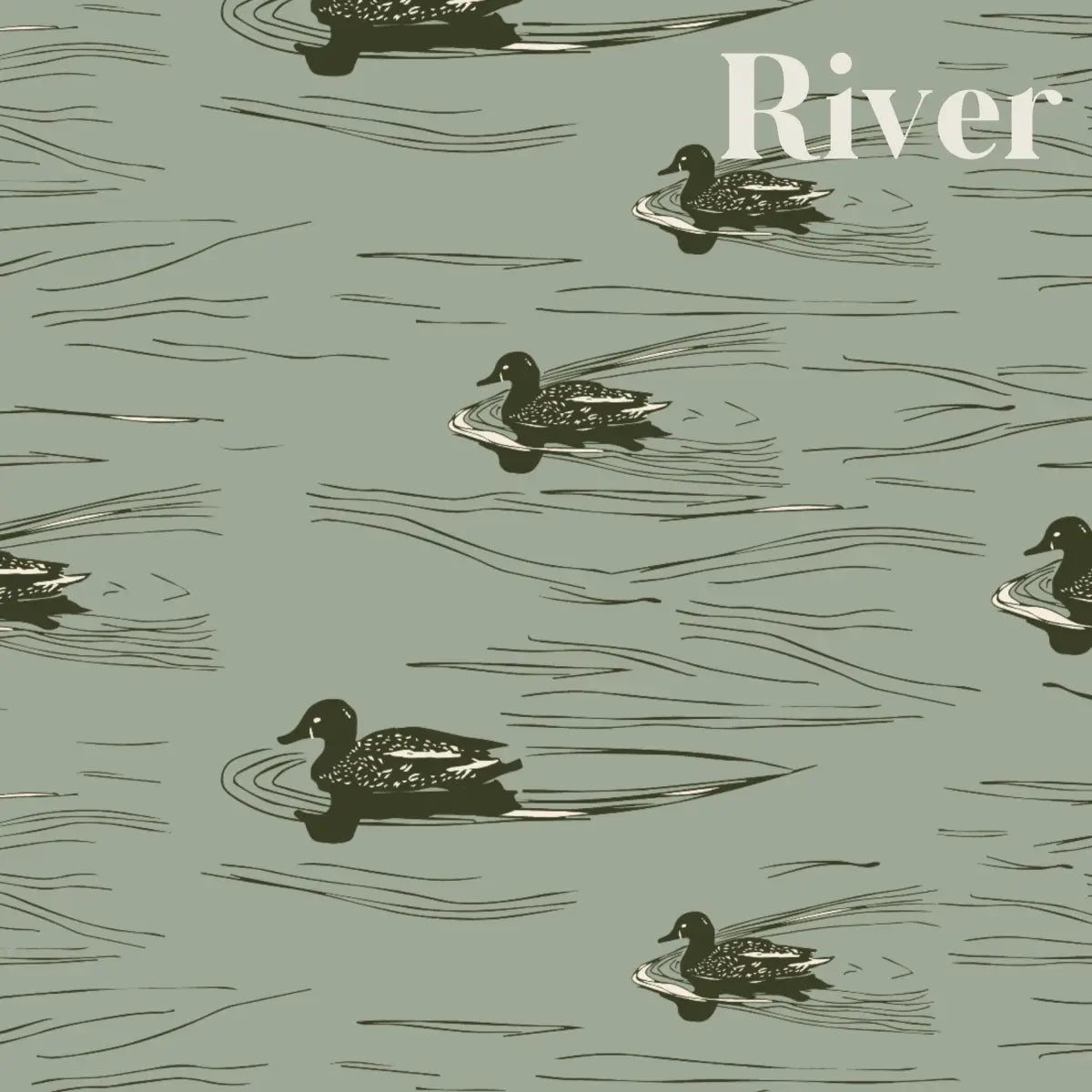 Mallard Wallpaper - Swimming Ducks - by Cassandra Zaniboni - Sample 1 foot by 1 foot / River - Loomwell Home Goods