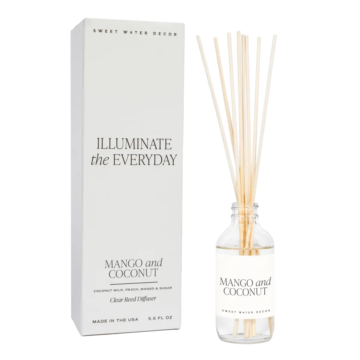 Mango and Coconut Clear Reed Diffuser - Sweet Water Decor