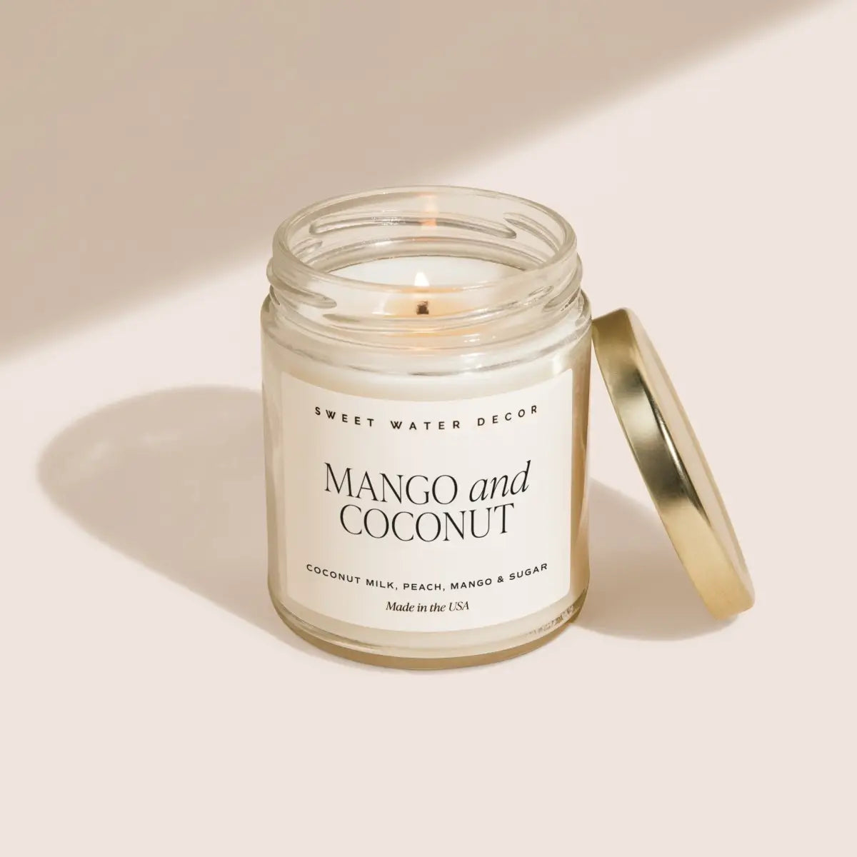 Mango and Coconut Soy Candle - Clear Jar - 9 oz - Sweet Water Decor