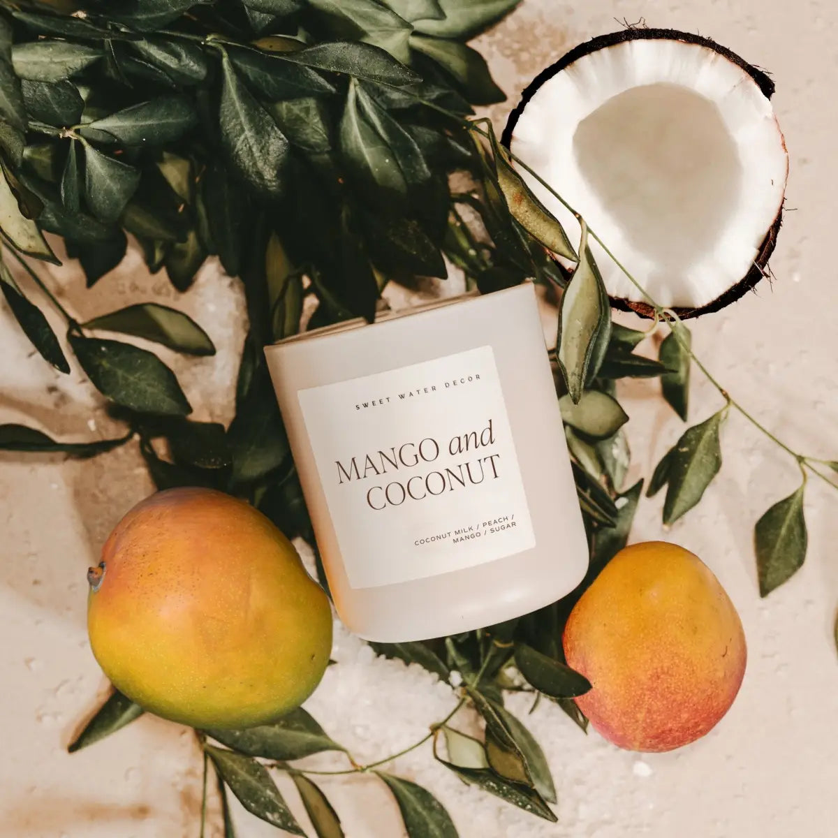 Mango and Coconut Soy Candle - Tan Matte Jar - 15 oz - Sweet Water Decor