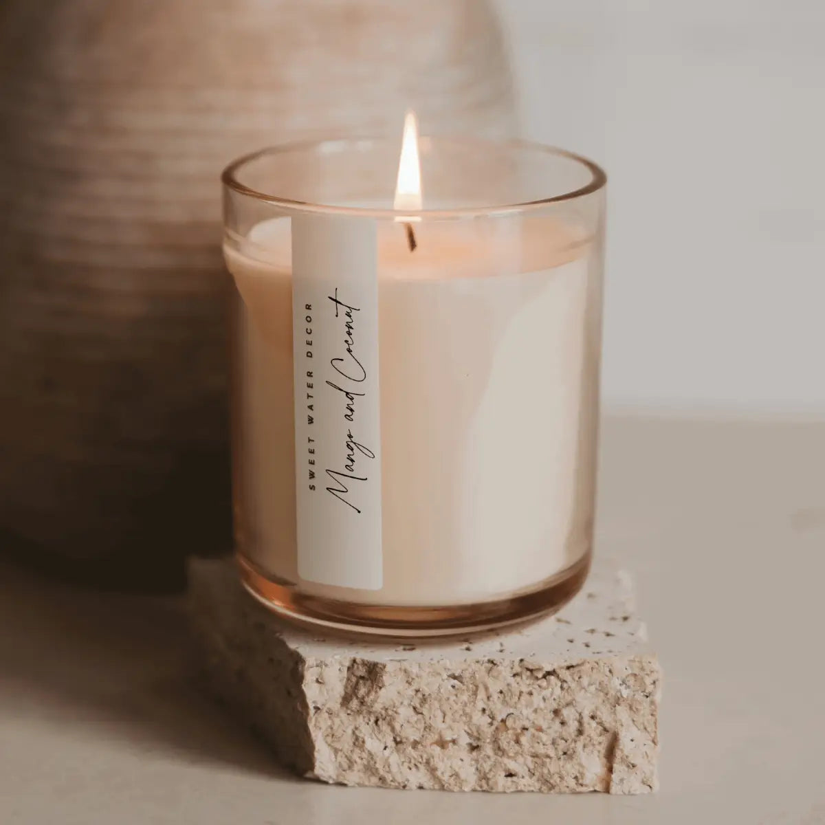 Mango and Coconut Soy Candle - Tinted Glass Jar - 12 oz - Sweet Water Decor