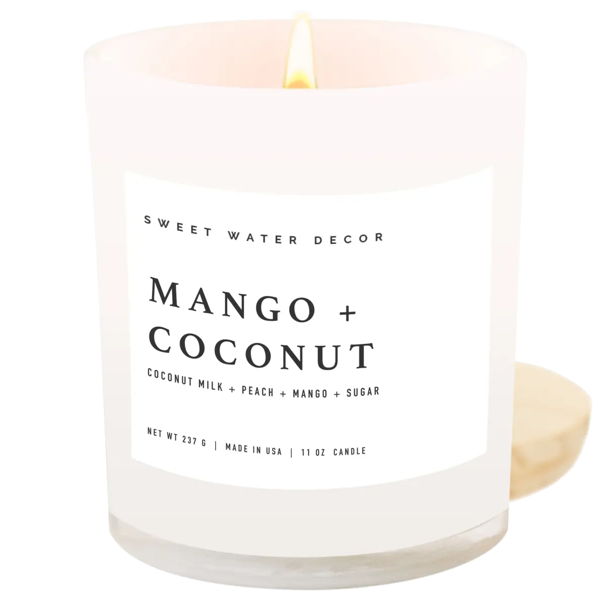 Mango and Coconut Soy Candle - White Jar - 11 oz - Sweet Water Decor