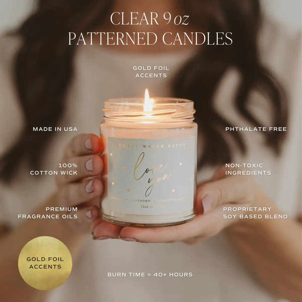 Mango and Coconut Soy Patterned Candle - Clear Jar - 9 oz - Sweet Water Decor