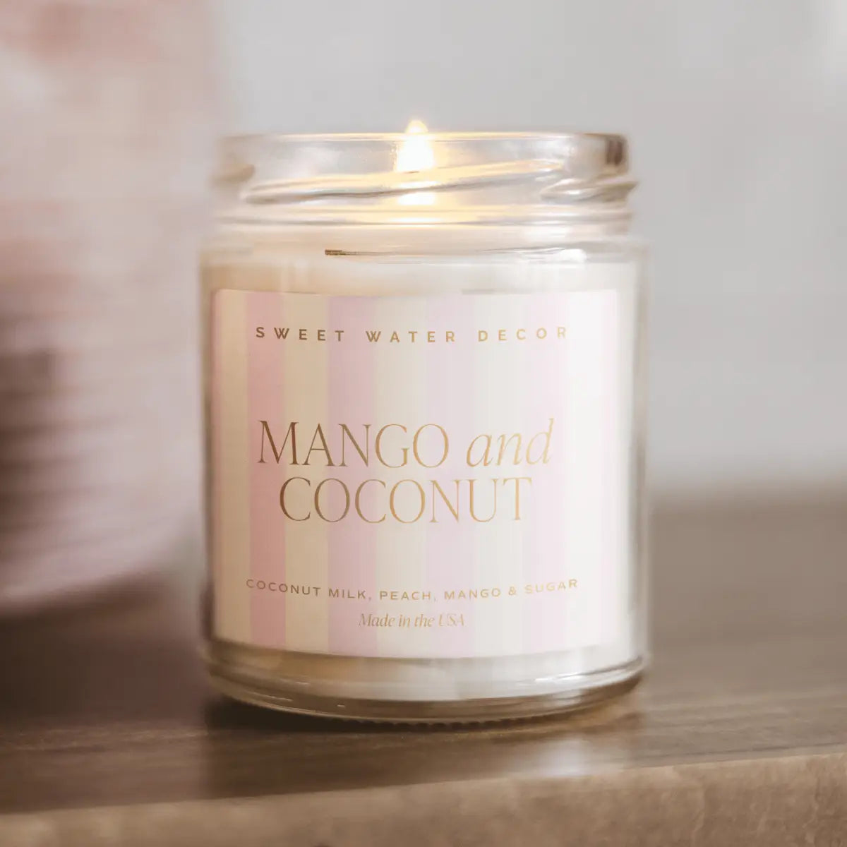 Mango and Coconut Soy Patterned Candle - Clear Jar - 9 oz - Sweet Water Decor