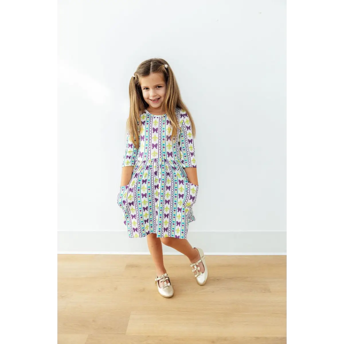 Pocket Twirl Dress - Mardi Gras Bows - Mila & Rose ®