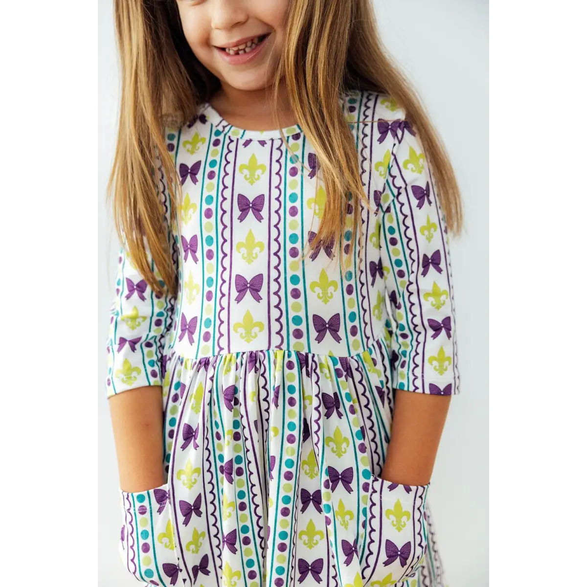 Pocket Twirl Dress - Mardi Gras Bows - Mila & Rose ®