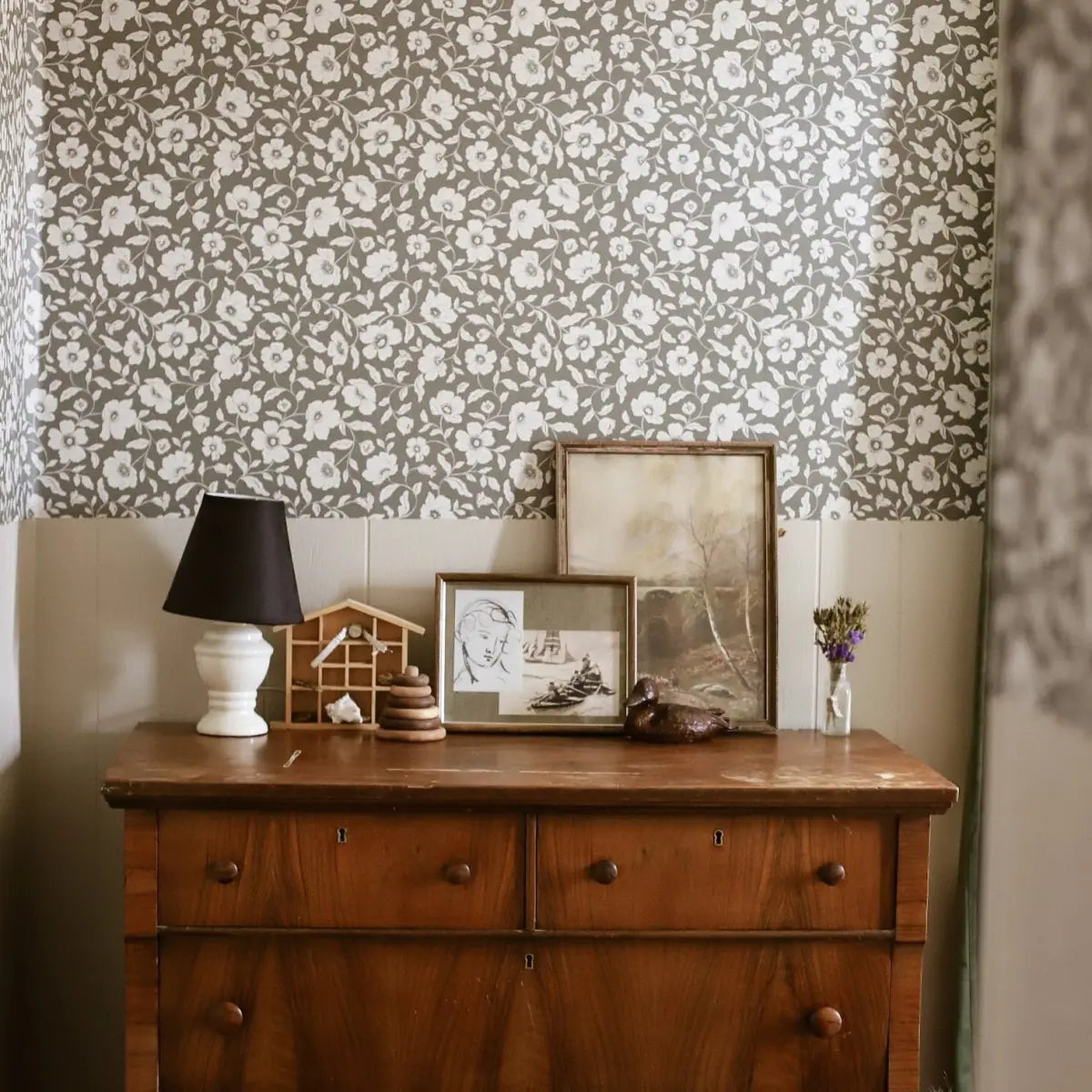Margaret Wallpaper - Pretty Floral Solid - by Daphne and Sage - Loomwell Home Goods