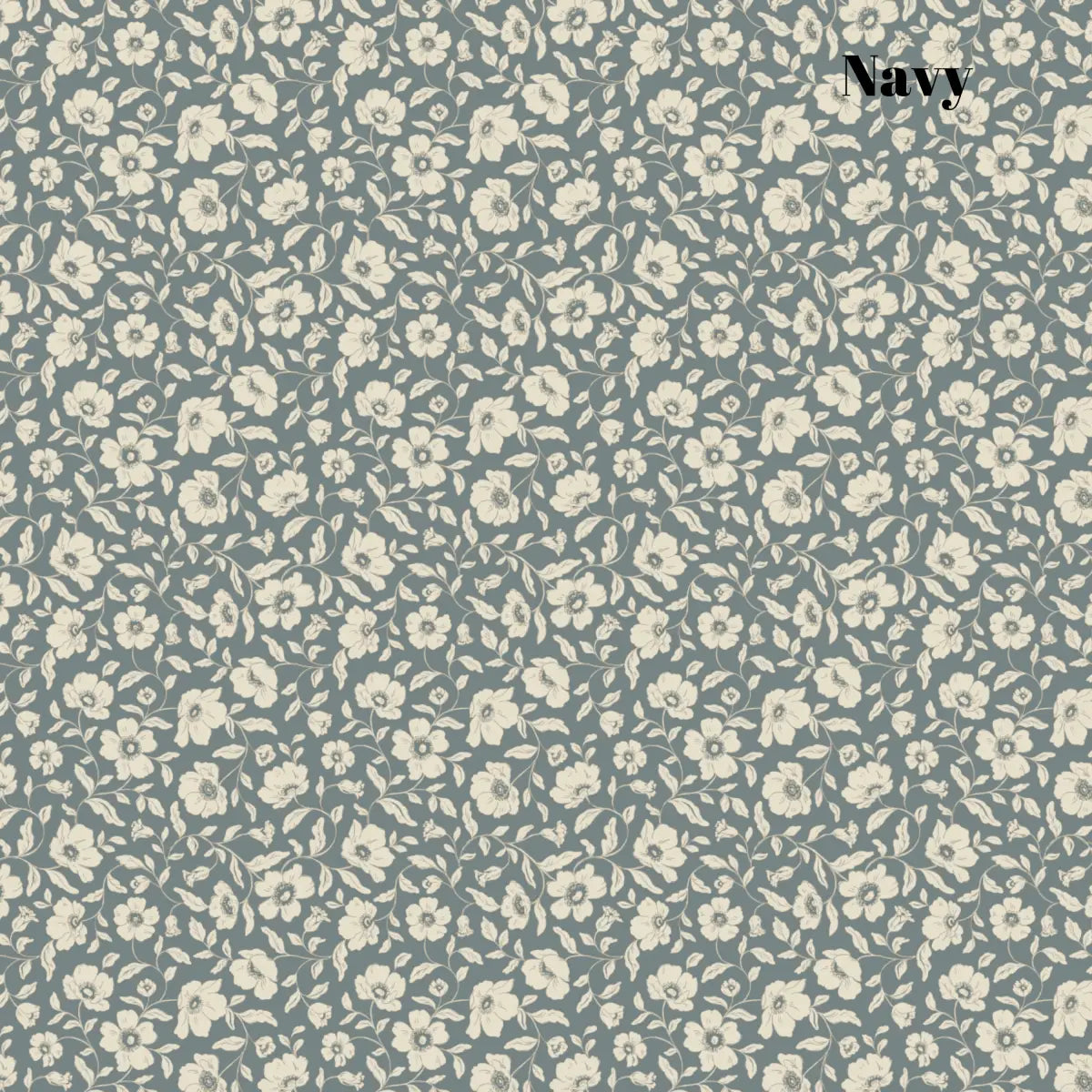 Margaret Wallpaper - Pretty Floral Solid - by Daphne and Sage - Sample 1 foot by 1 foot / Navy - Loomwell Home Goods