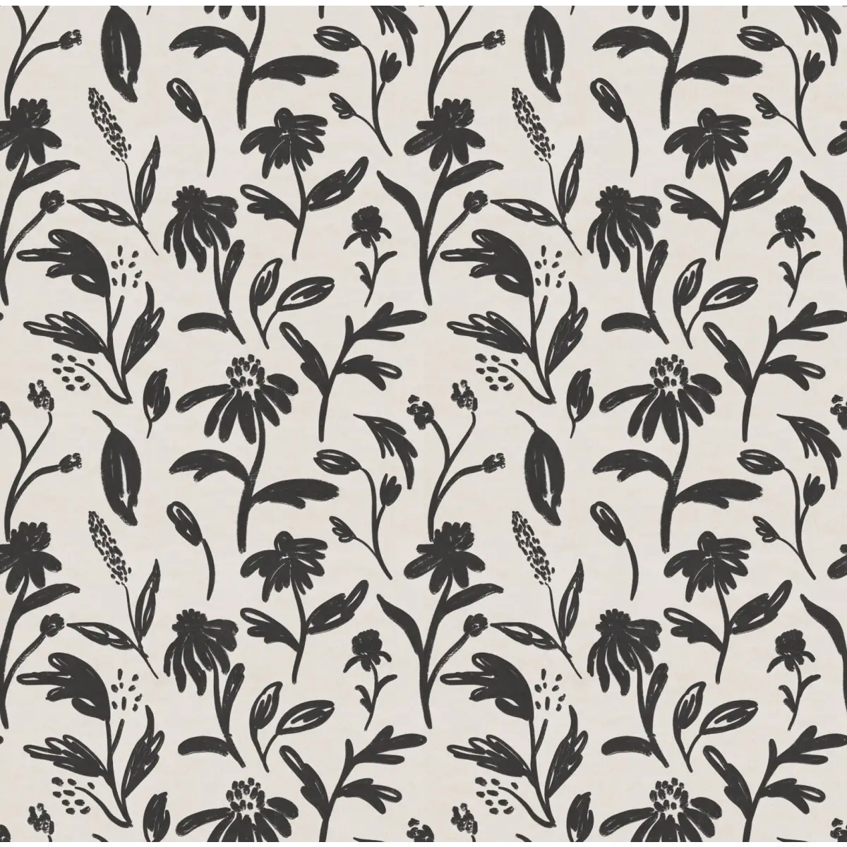 Margot Wallpaper - Wildflowers - by Angel Walker - Sample 1 foot by 1 foot / Black - Loomwell Home Goods