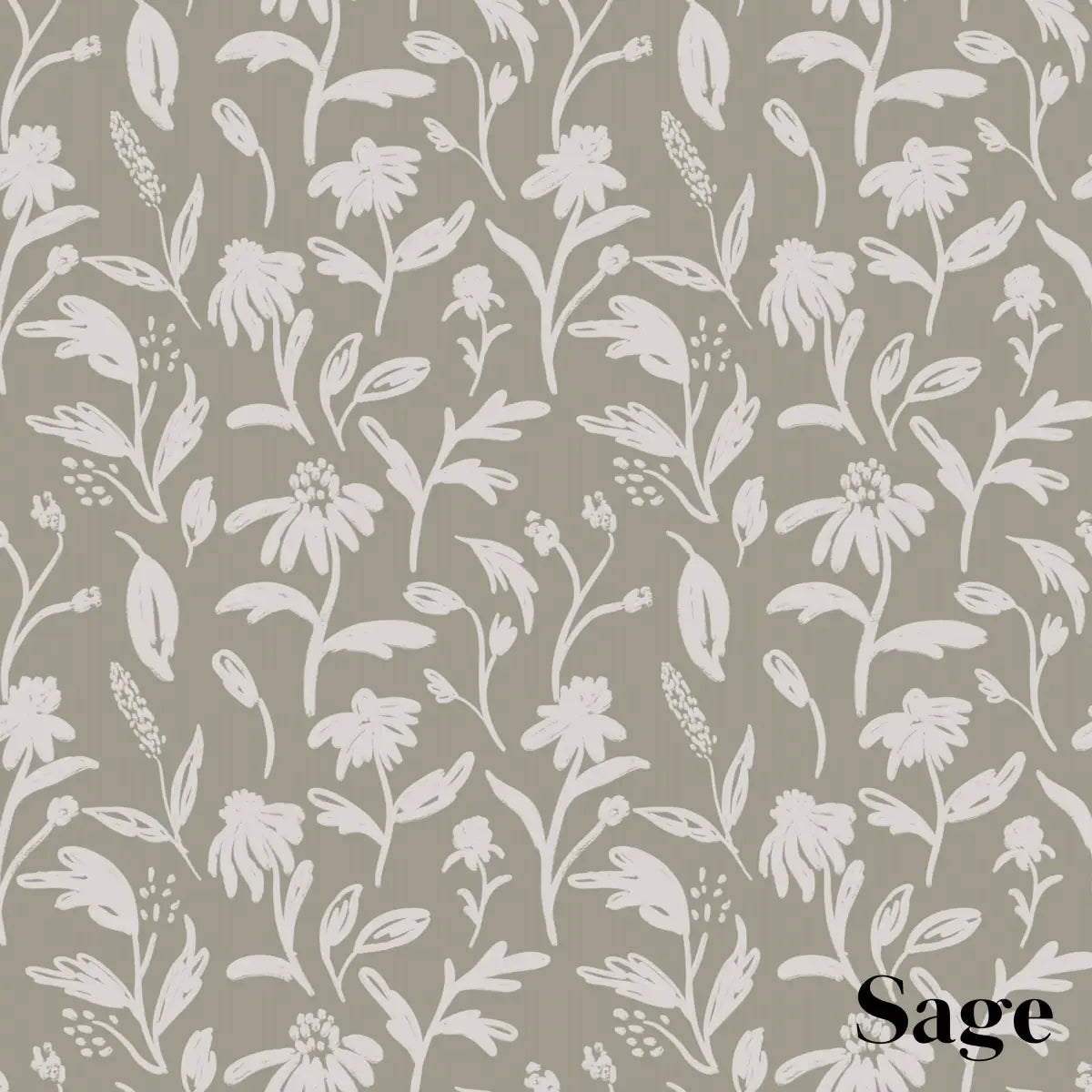 Margot Wallpaper - Wildflowers - by Angel Walker - Sample 1 foot by 1 foot / Sage - Loomwell Home Goods