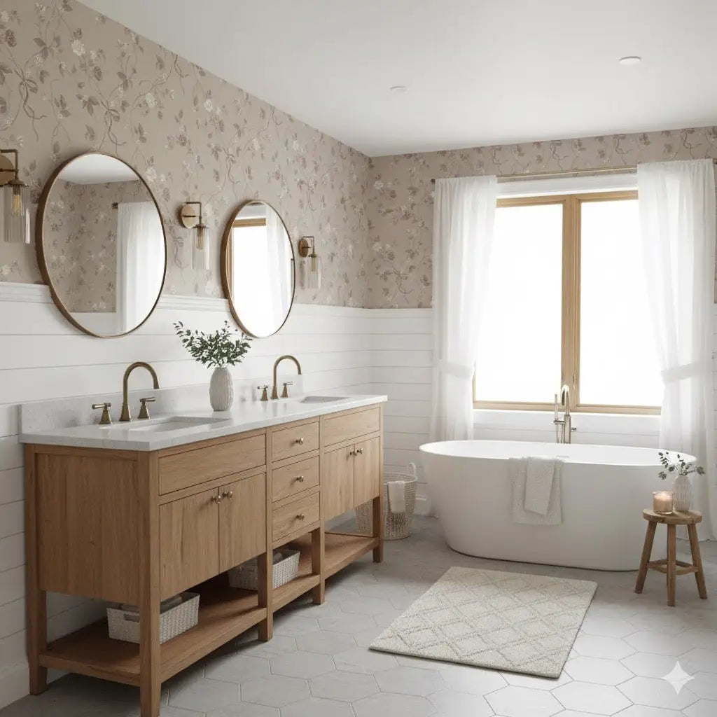 Marilyn Wallpaper - Romantic Flower Vines - by Katie Burt Art - Loomwell Home Goods