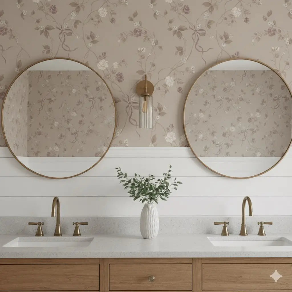 Marilyn Wallpaper - Romantic Flower Vines - by Katie Burt Art - Loomwell Home Goods