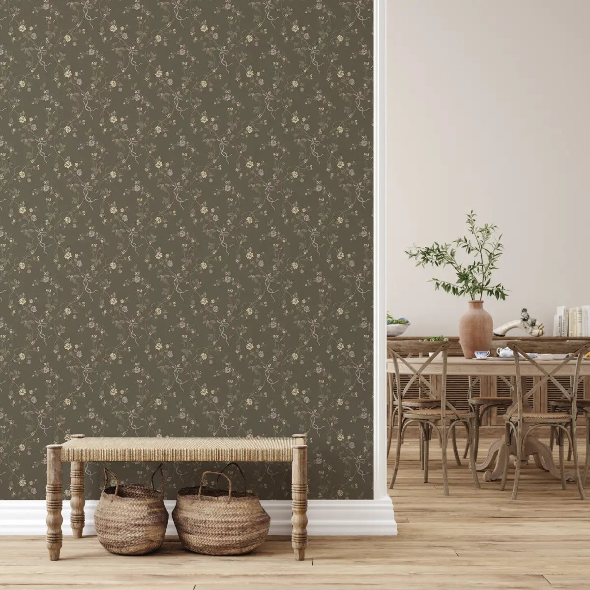 Marilyn Wallpaper - Romantic Flower Vines - by Katie Burt Art - Loomwell Home Goods