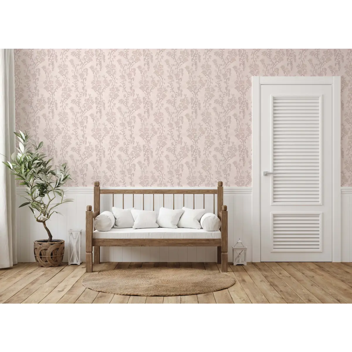 Marina Wallpaper - Natural Roses - by Bloomery Decor - Loomwell Home Goods