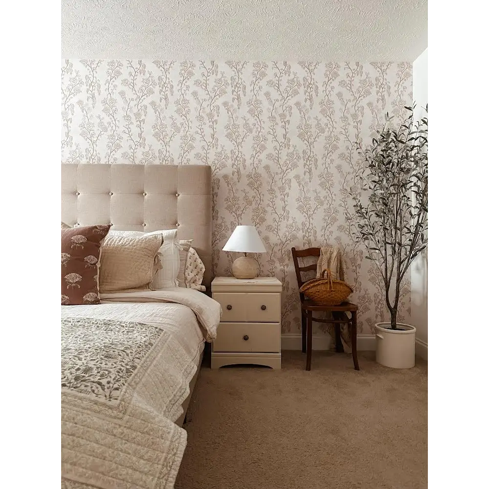 Marina Wallpaper - Natural Roses - by Bloomery Decor - Loomwell Home Goods