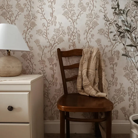 Marina Wallpaper - Natural Roses - by Bloomery Decor - Loomwell Home Goods