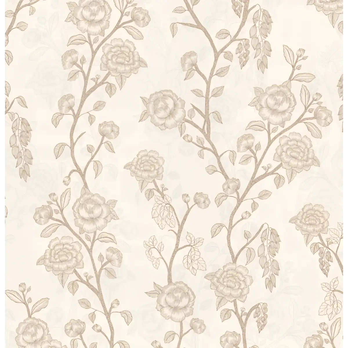 Marina Wallpaper - Natural Roses - by Bloomery Decor - Sample 1 foot by 1 foot / Neutral - Loomwell Home Goods