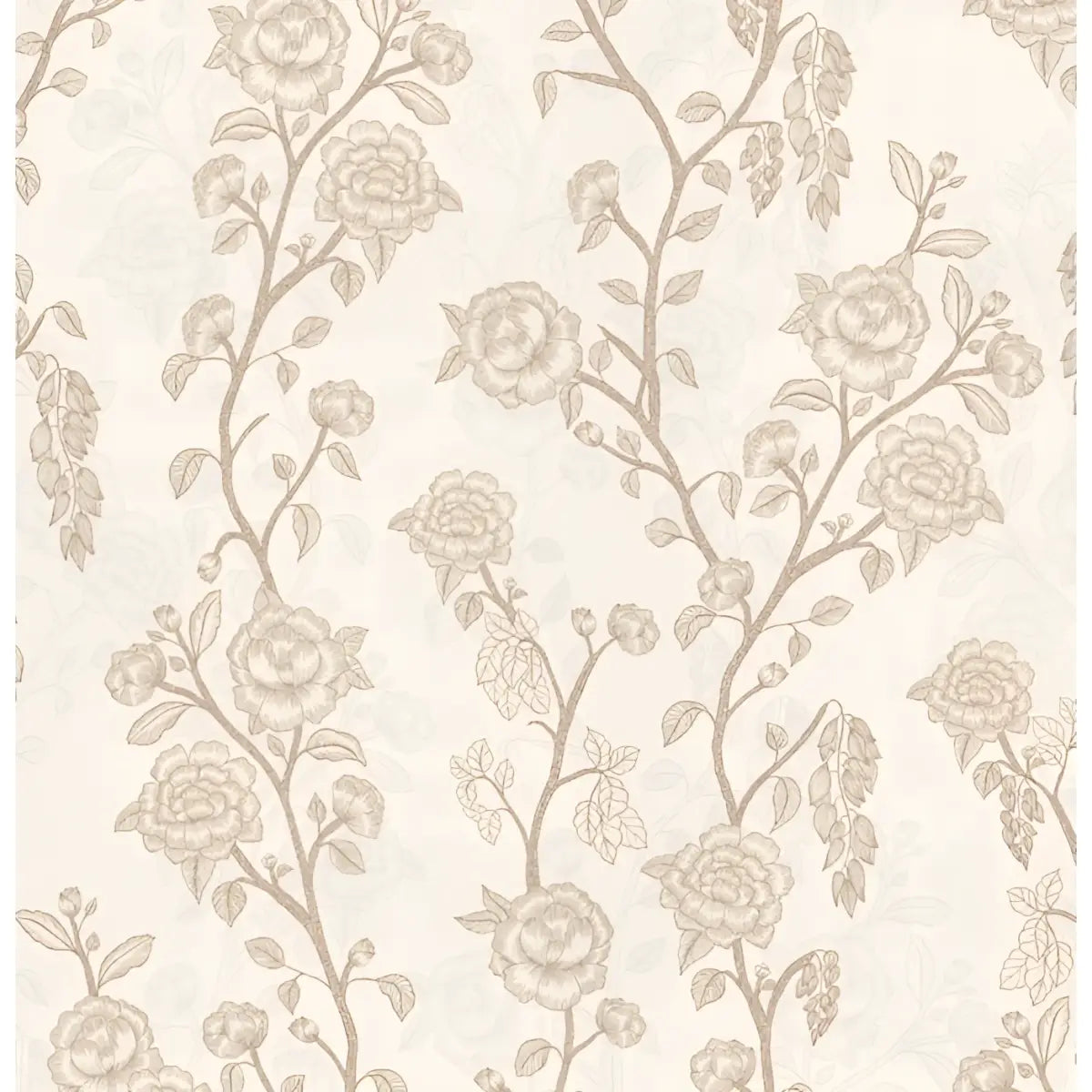 Marina Wallpaper - Natural Roses - by Bloomery Decor - Sample 1 foot by 1 foot / Neutral - Loomwell Home Goods