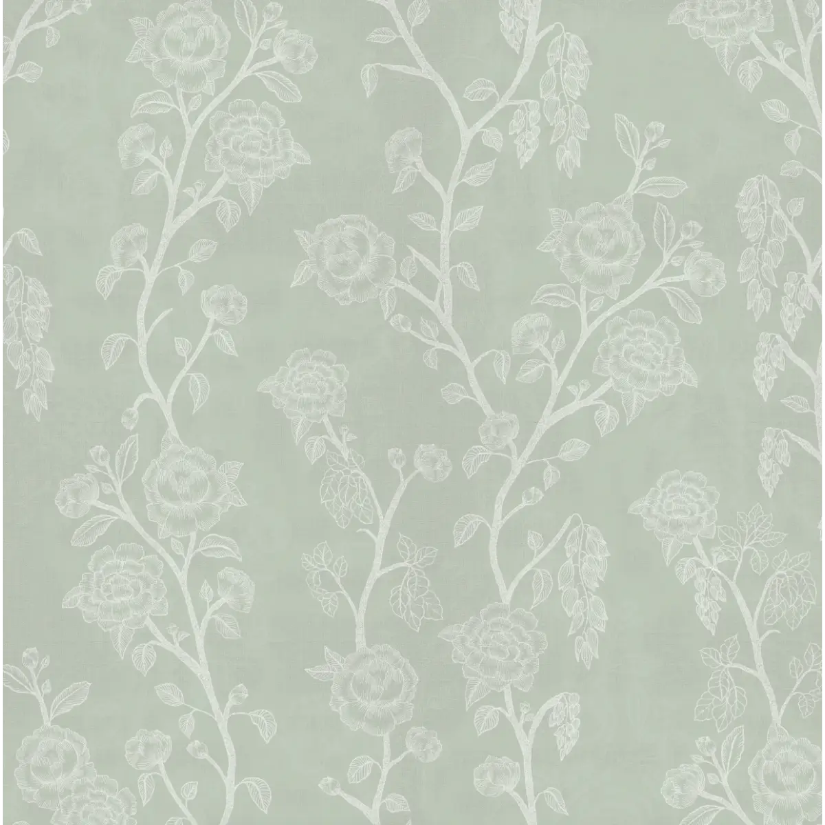 Marina Wallpaper - Natural Roses - by Bloomery Decor - Sample 1 foot by 1 foot / Sage - Loomwell Home Goods