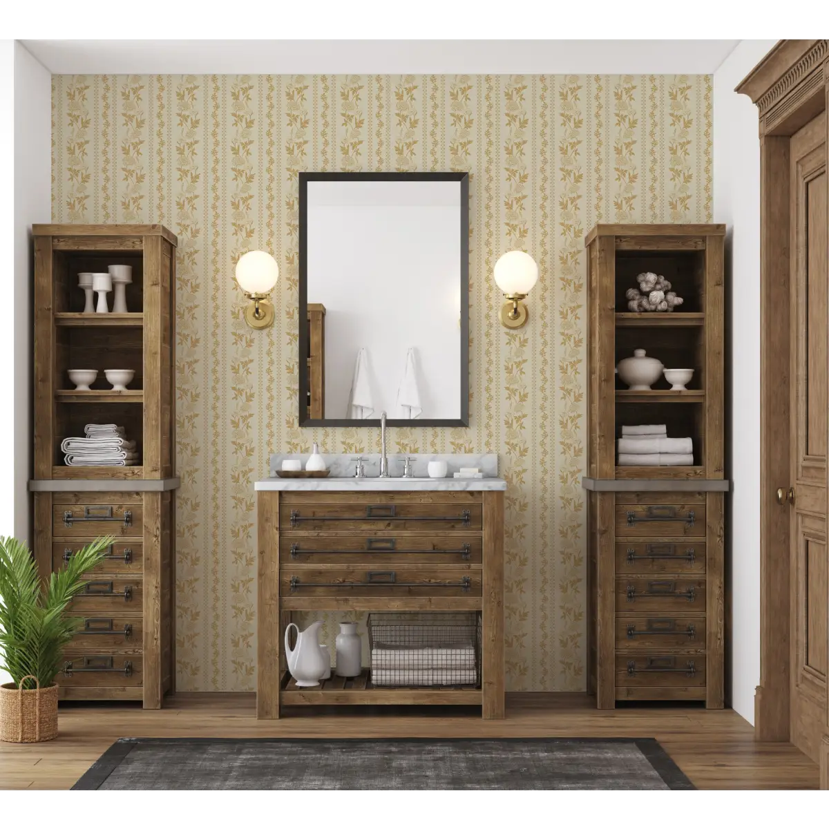 Marisol Wallpaper - Floral Stripe - by Yorkville Studio - Loomwell Home Goods