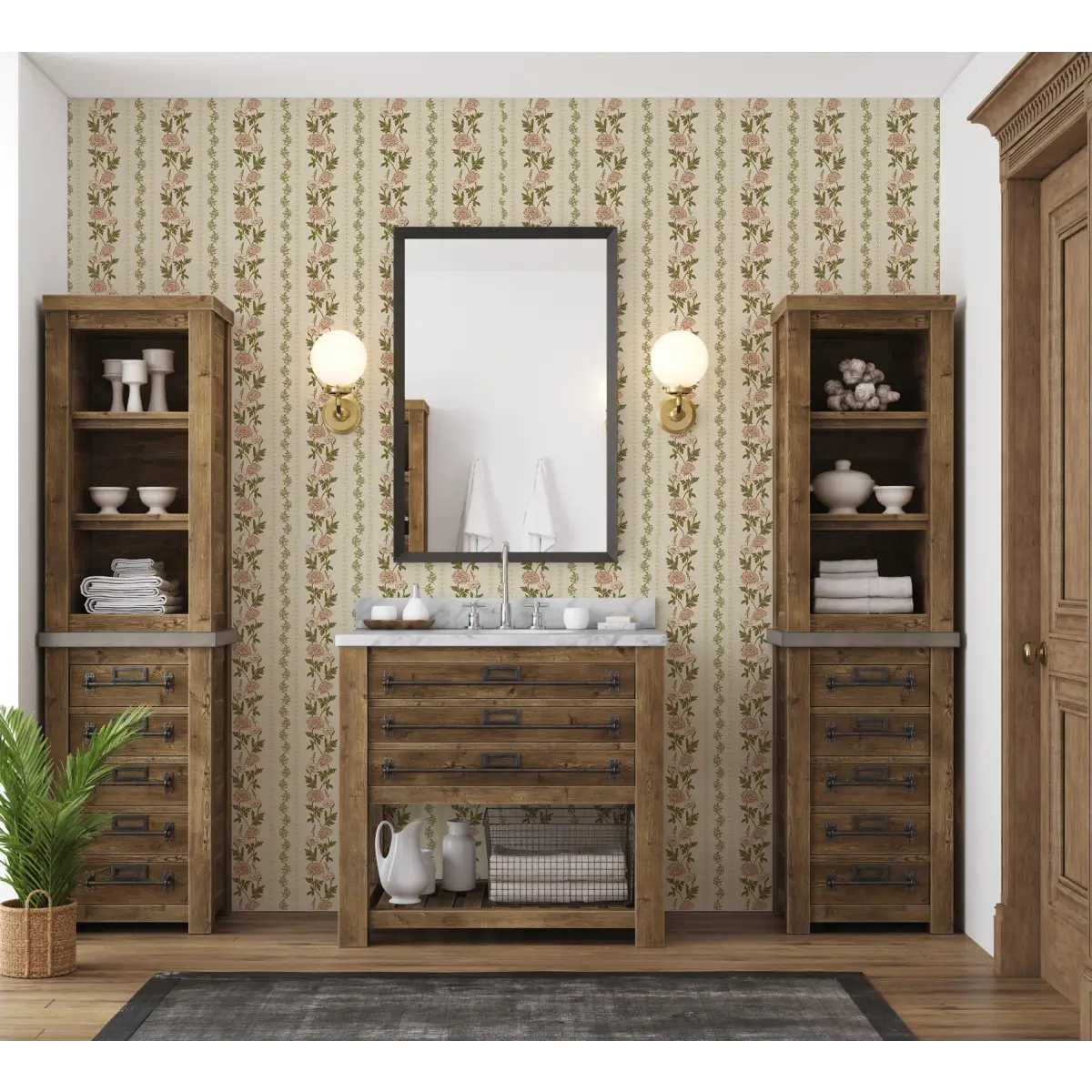 Marisol Wallpaper - Floral Stripe - by Yorkville Studio - Loomwell Home Goods