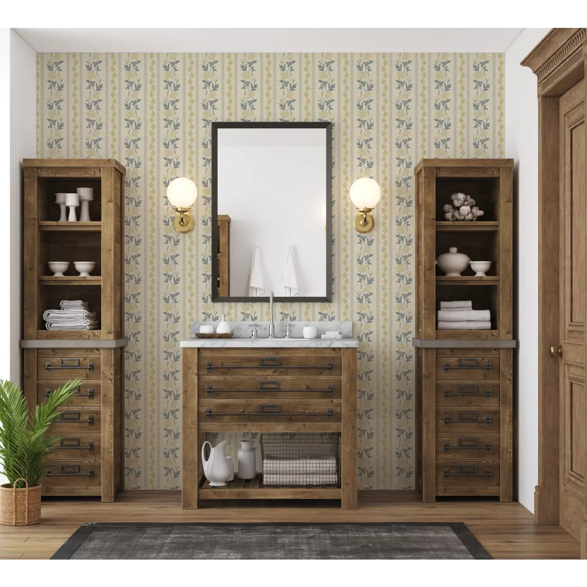 Marisol Wallpaper - Floral Stripe - by Yorkville Studio - Loomwell Home Goods