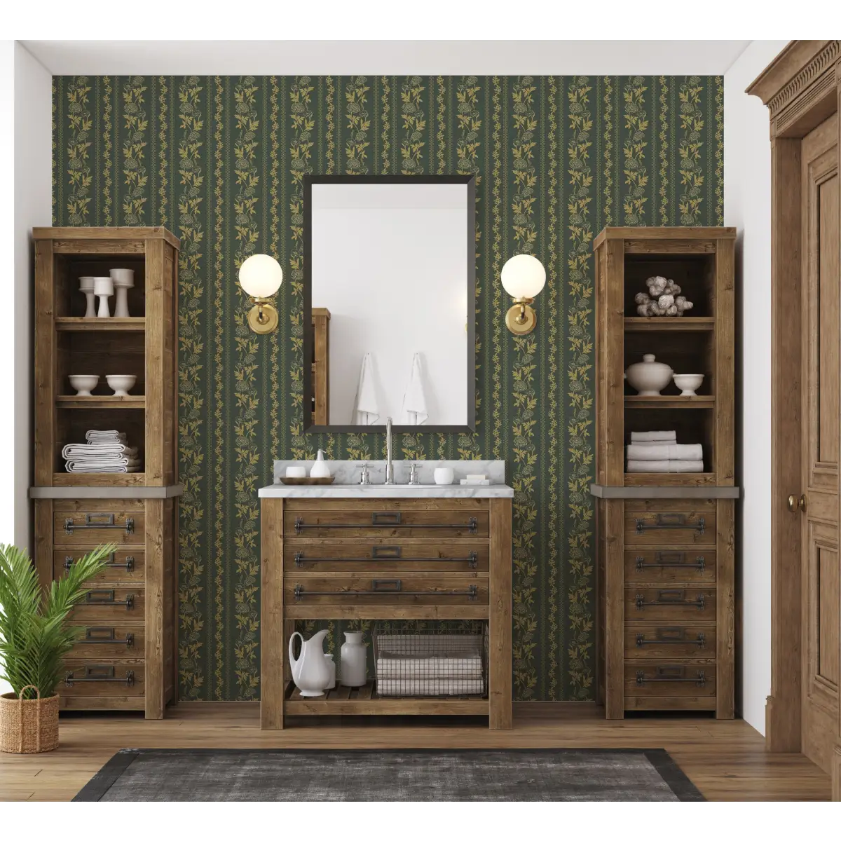 Marisol Wallpaper - Floral Stripe - by Yorkville Studio - Loomwell Home Goods