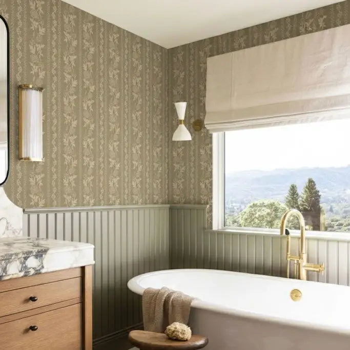 Marisol Wallpaper - Floral Stripe - by Yorkville Studio - Loomwell Home Goods