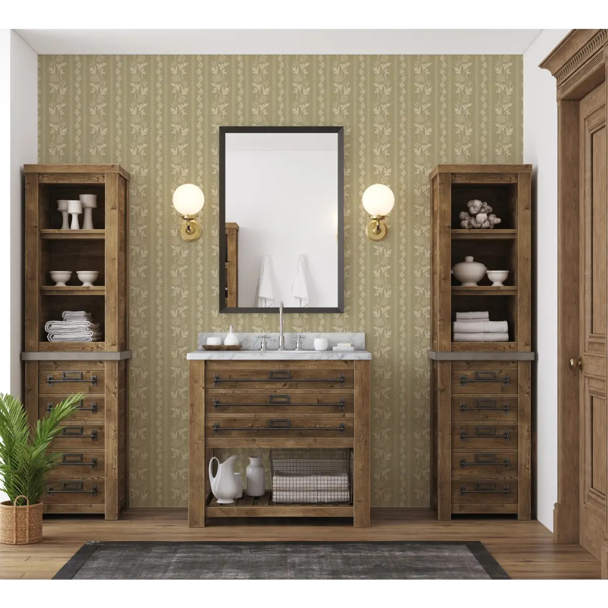 Marisol Wallpaper - Floral Stripe - by Yorkville Studio - Loomwell Home Goods