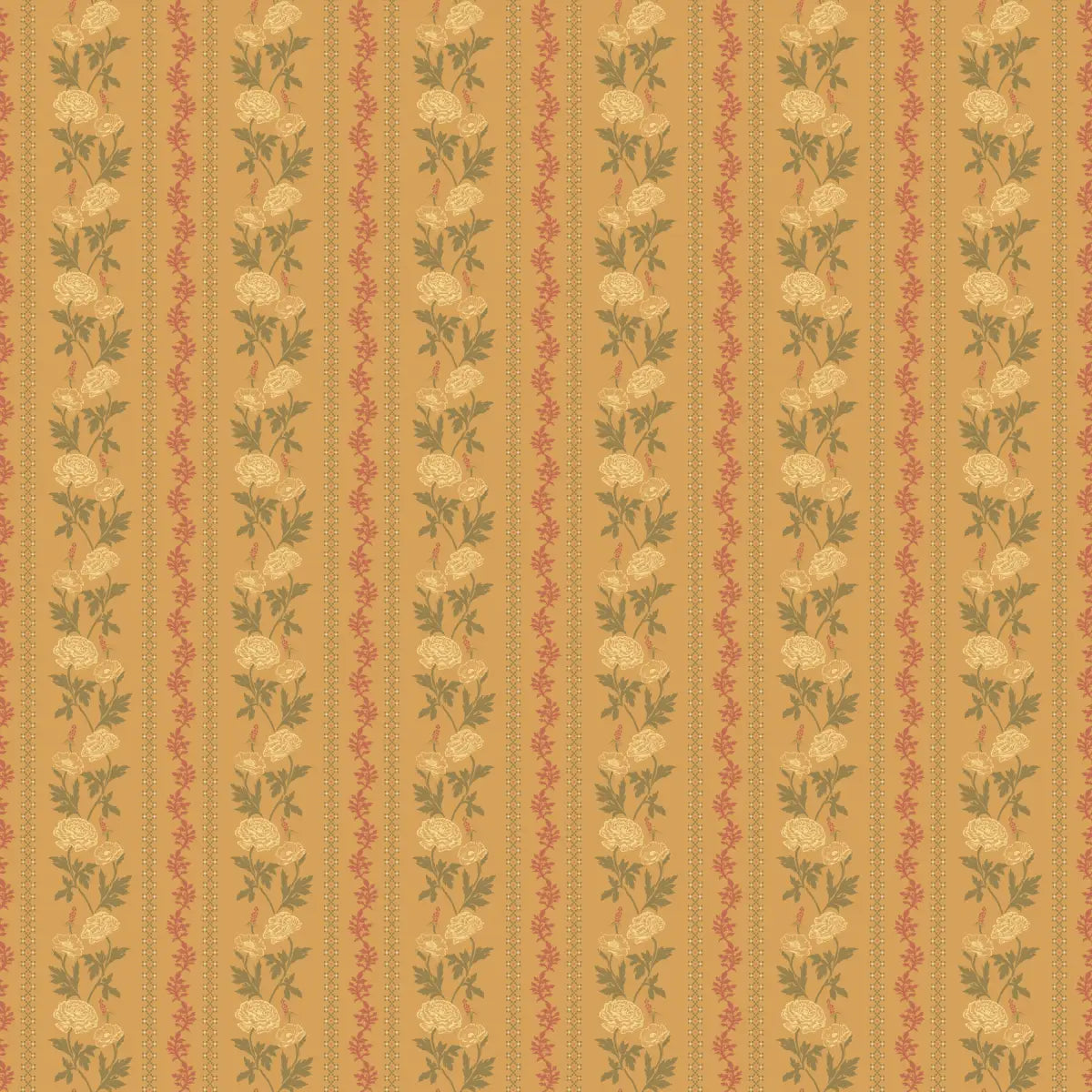 Marisol Wallpaper - Floral Stripe - by Yorkville Studio - Sample 1 foot by 1 foot / Mustard - Loomwell Home Goods