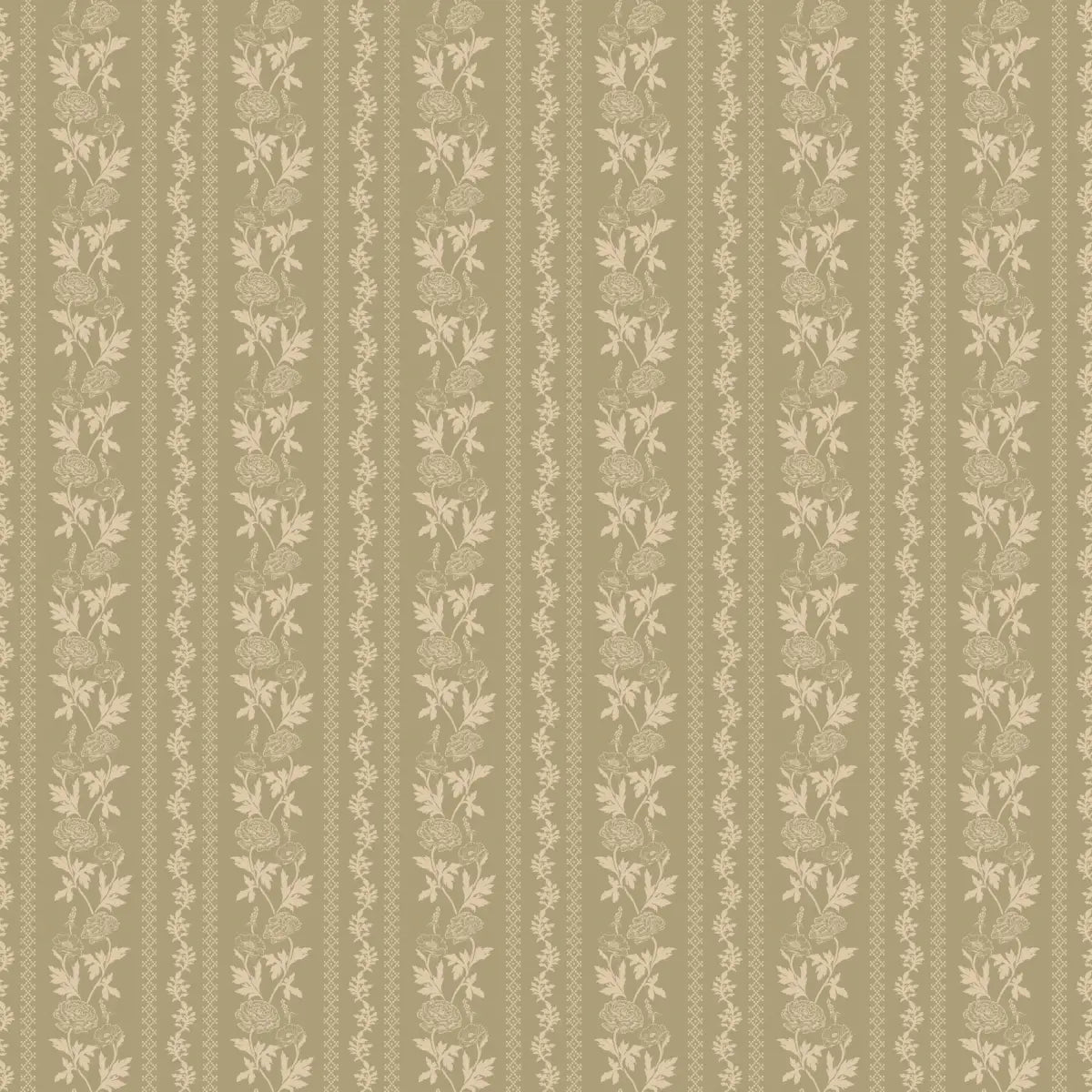 Marisol Wallpaper - Floral Stripe - by Yorkville Studio - Sample 1 foot by 1 foot / Sage - Loomwell Home Goods