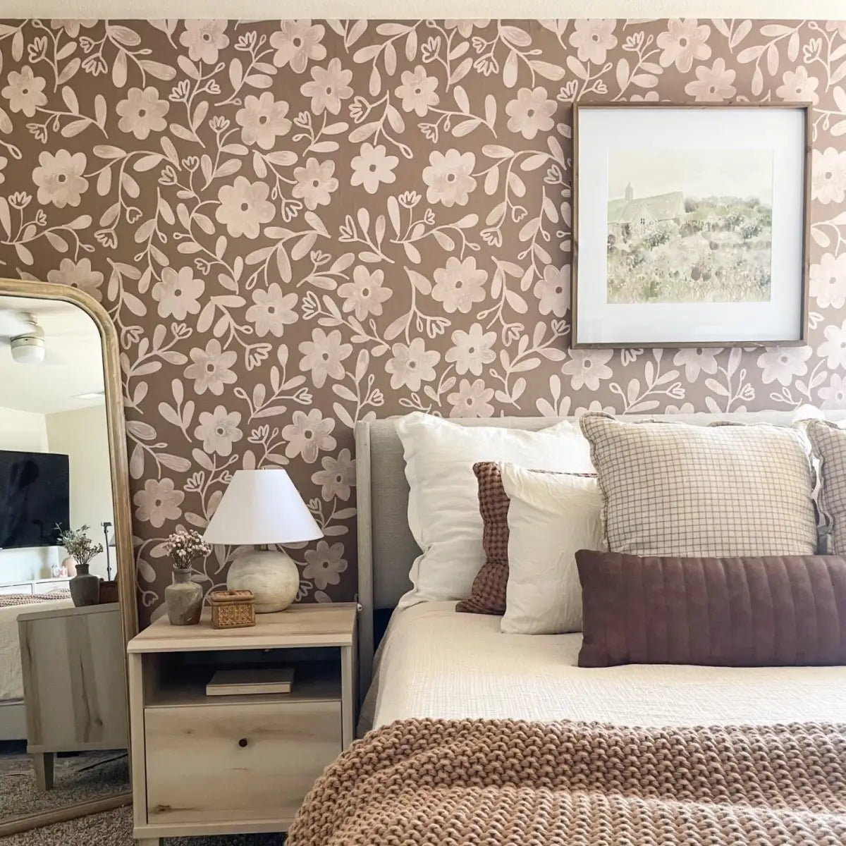 Markie Wallpaper - Bold Whitewash Flowers - by Christy Beasley - Loomwell Home Goods