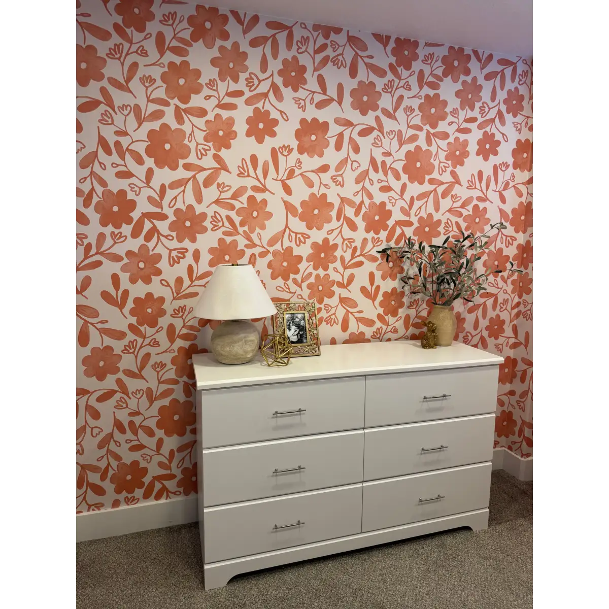 Markie Wallpaper - Bold Whitewash Flowers - by Christy Beasley - Loomwell Home Goods
