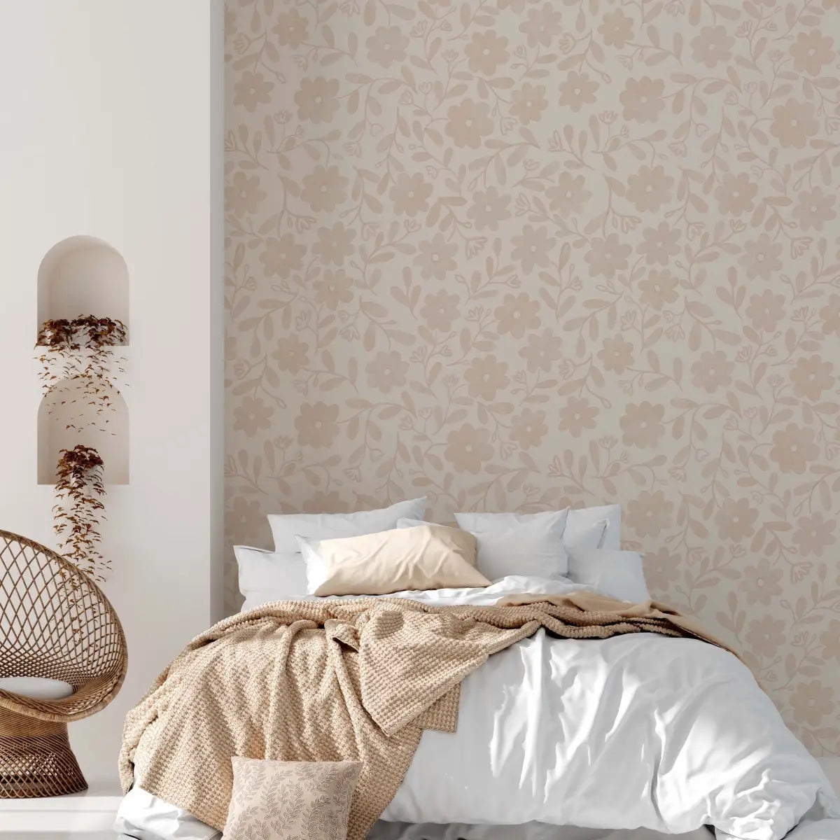 Markie Wallpaper - Bold Whitewash Flowers - by Christy Beasley - Loomwell Home Goods