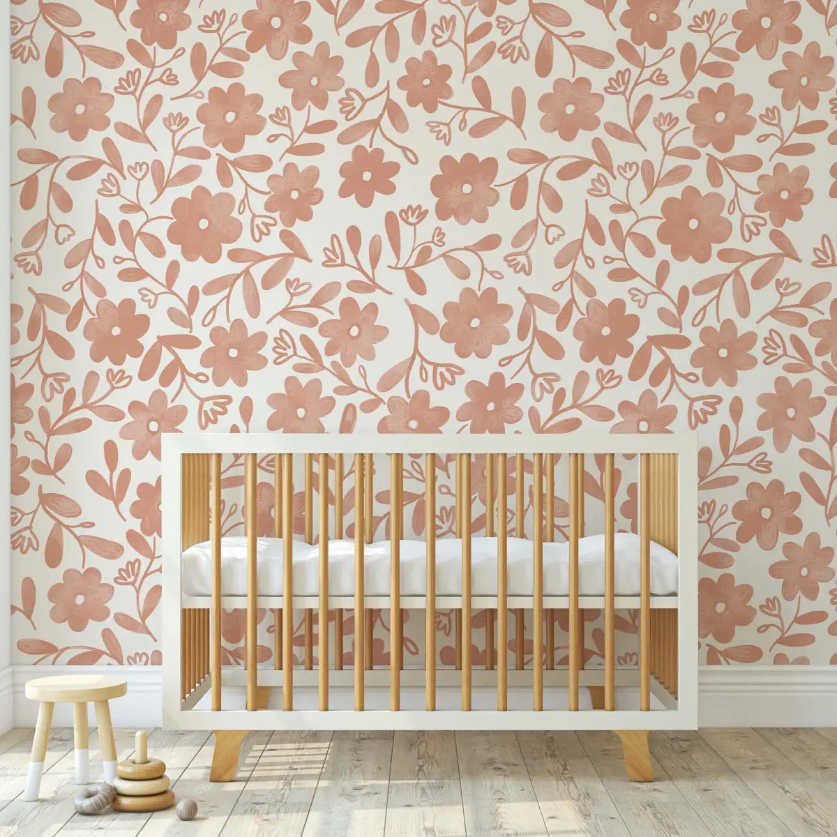 Markie Wallpaper - Bold Whitewash Flowers - by Christy Beasley - Loomwell Home Goods