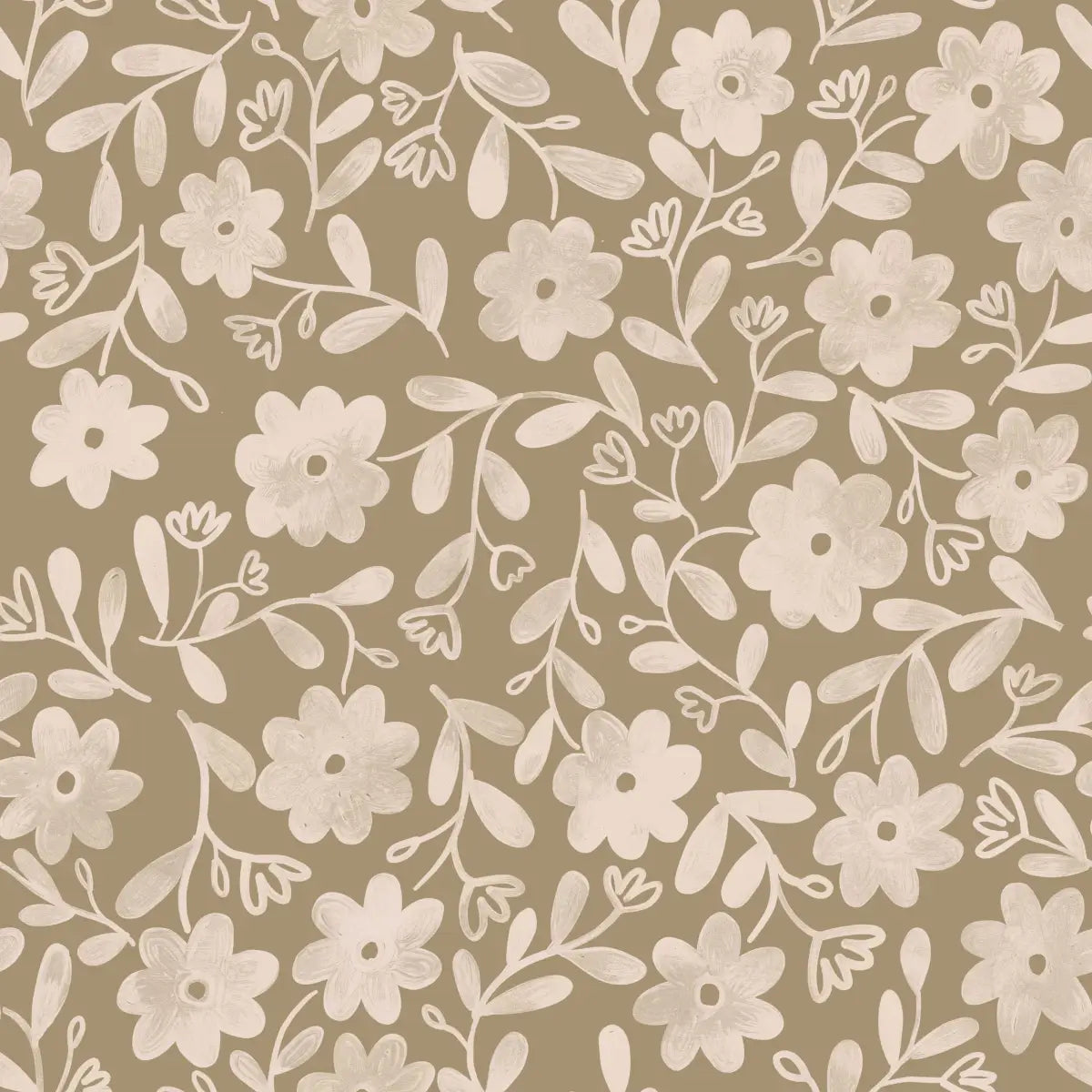Markie Wallpaper - Bold Whitewash Flowers - by Christy Beasley - Sample 1 foot by 1 foot / Brown - Loomwell Home Goods