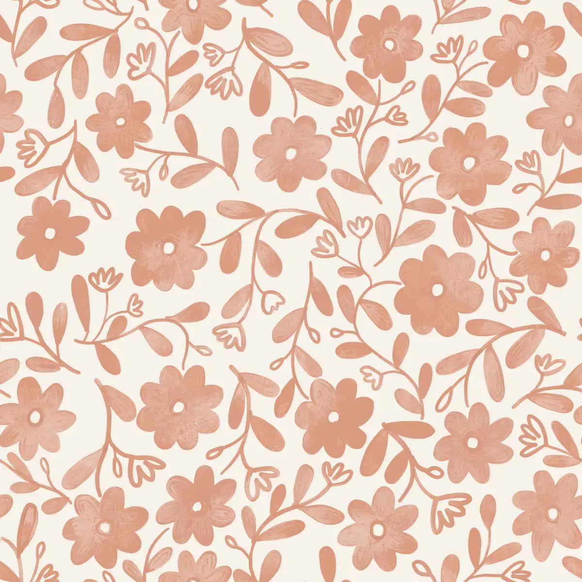 Markie Wallpaper - Bold Whitewash Flowers - by Christy Beasley - Sample 1 foot by 1 foot / Dark Pink - Loomwell Home
