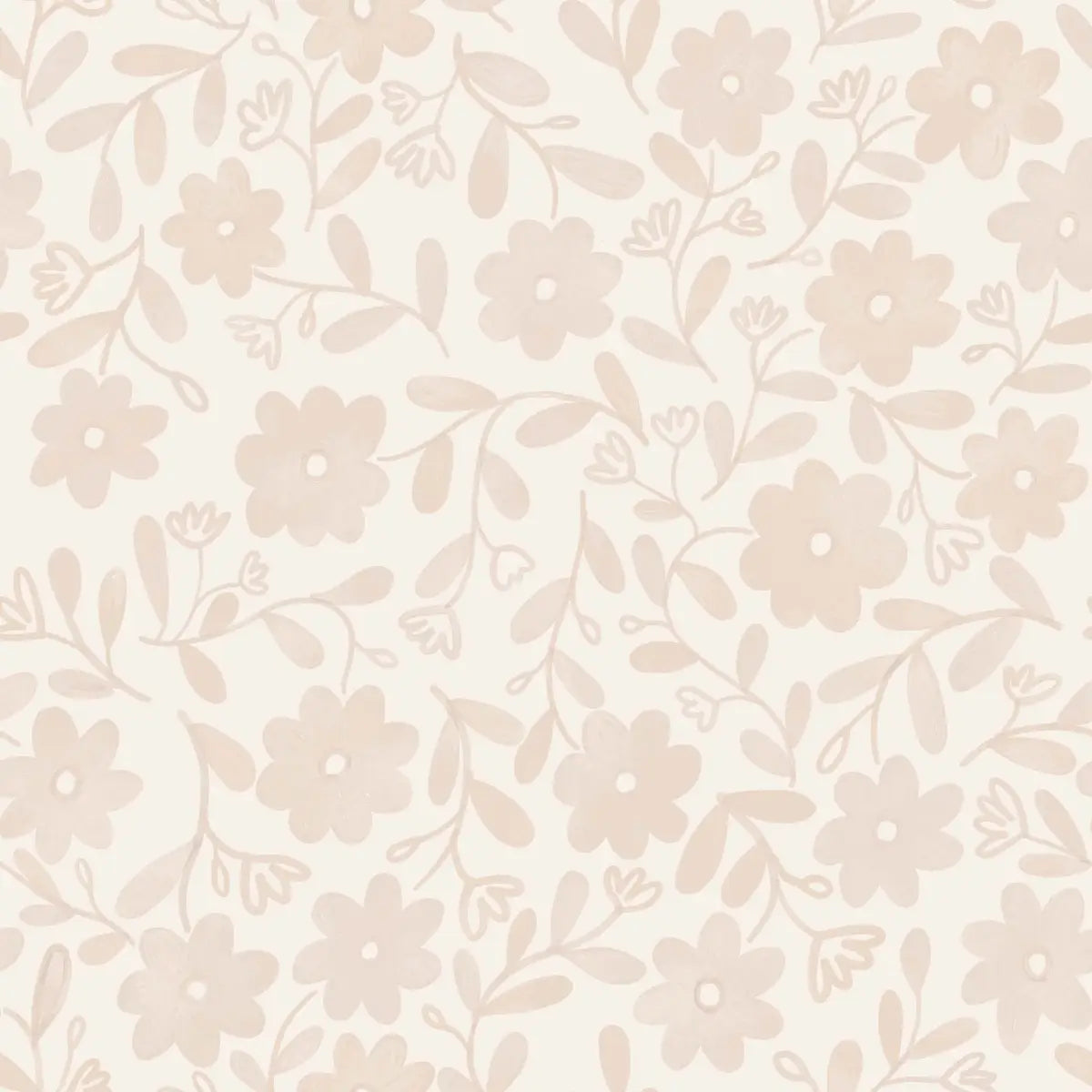 Markie Wallpaper - Bold Whitewash Flowers - by Christy Beasley - Sample 1 foot by 1 foot / Light Pink - Loomwell Home