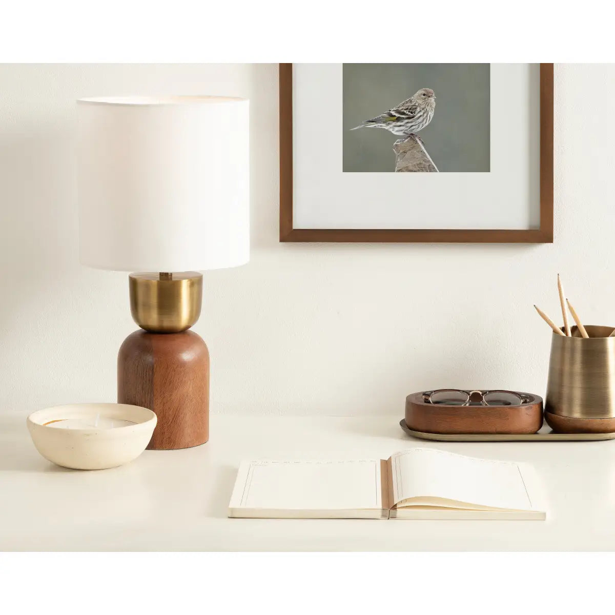 Marley Modern Wood and Metal Table Lamp - kateandlaurel