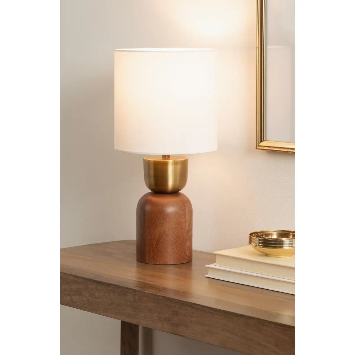 Marley Modern Wood and Metal Table Lamp - kateandlaurel