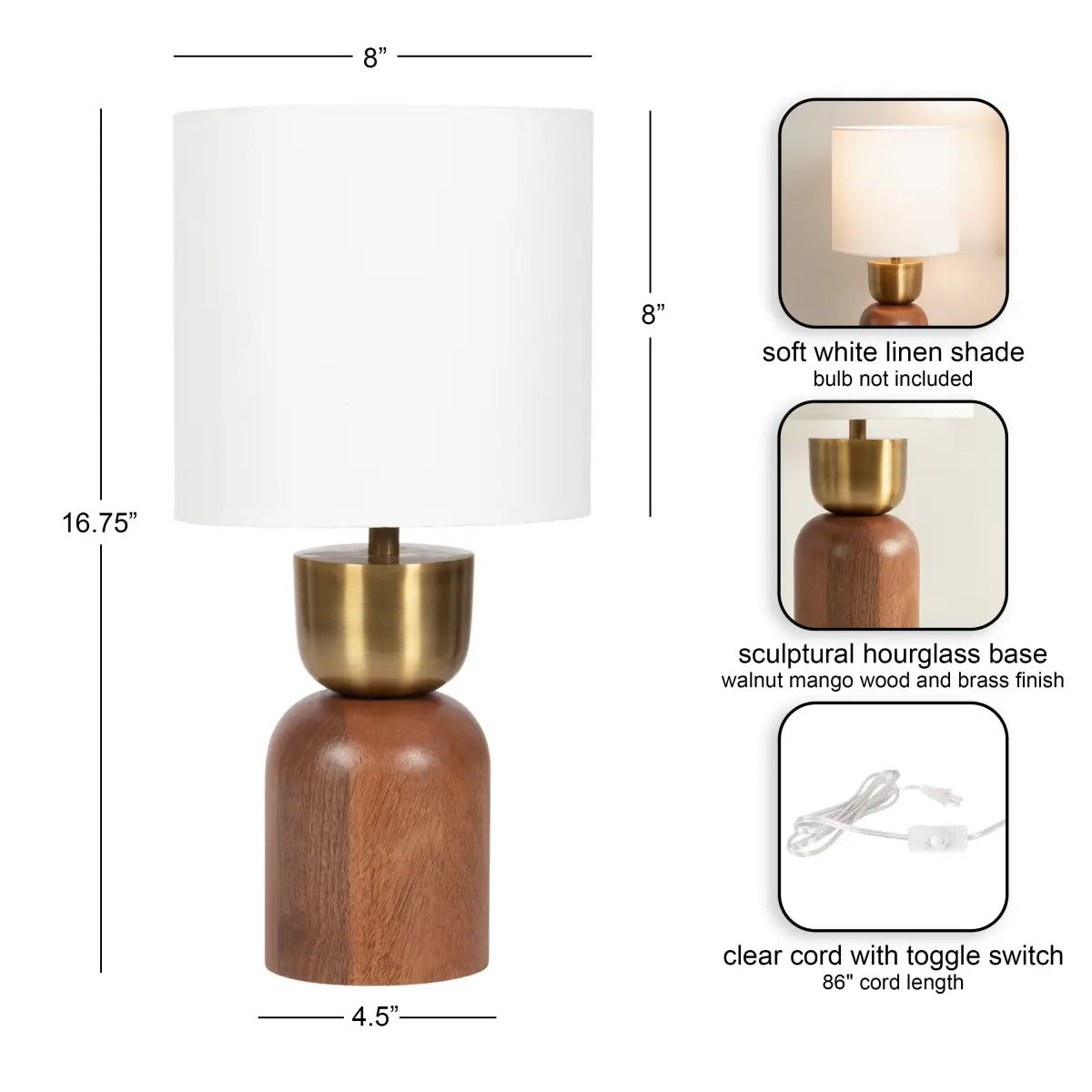 Marley Modern Wood and Metal Table Lamp - kateandlaurel