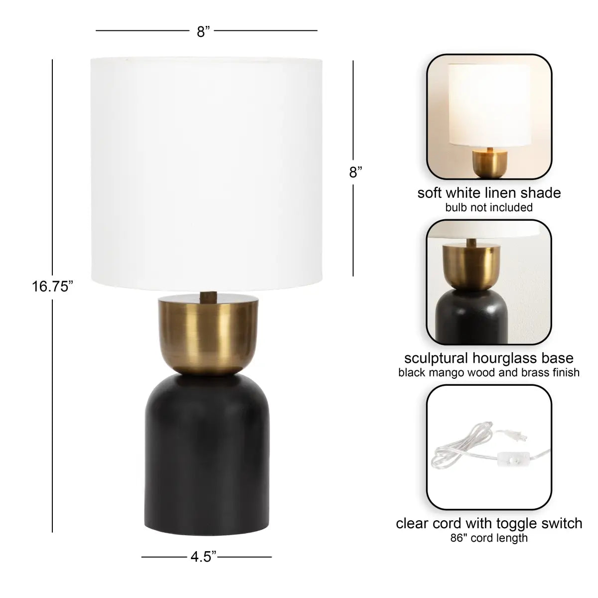 Marley Modern Wood and Metal Table Lamp - kateandlaurel