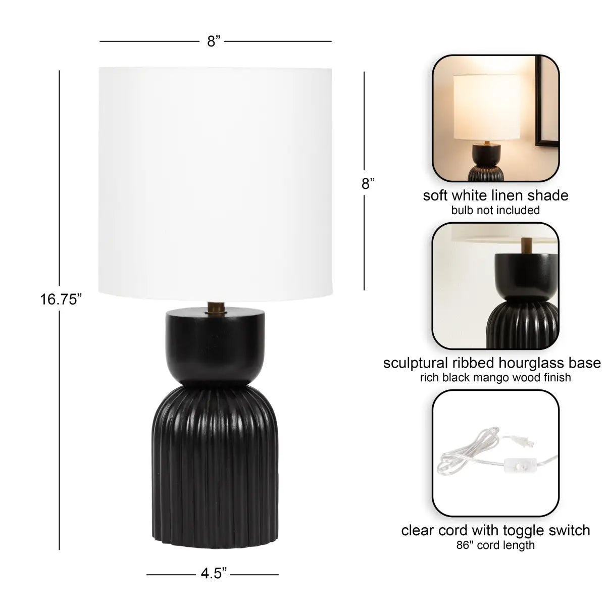 Marley Modern Wood and Metal Table Lamp - kateandlaurel