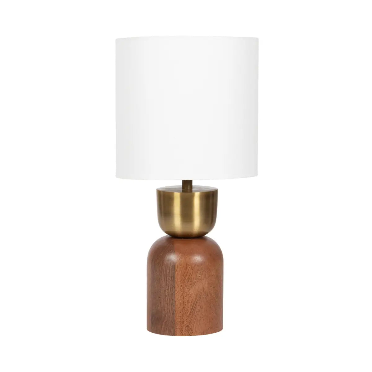 Marley Modern Wood and Metal Table Lamp - Walnut Brown/Gold - kateandlaurel