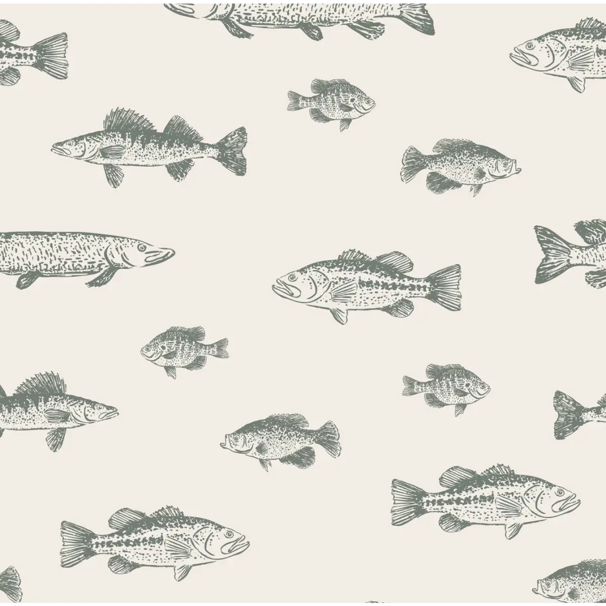 Marlin Wallpaper by Kim Hallquist Designs - Sample 1 foot by 1 foot / Dark Green - Loomwell Home Goods