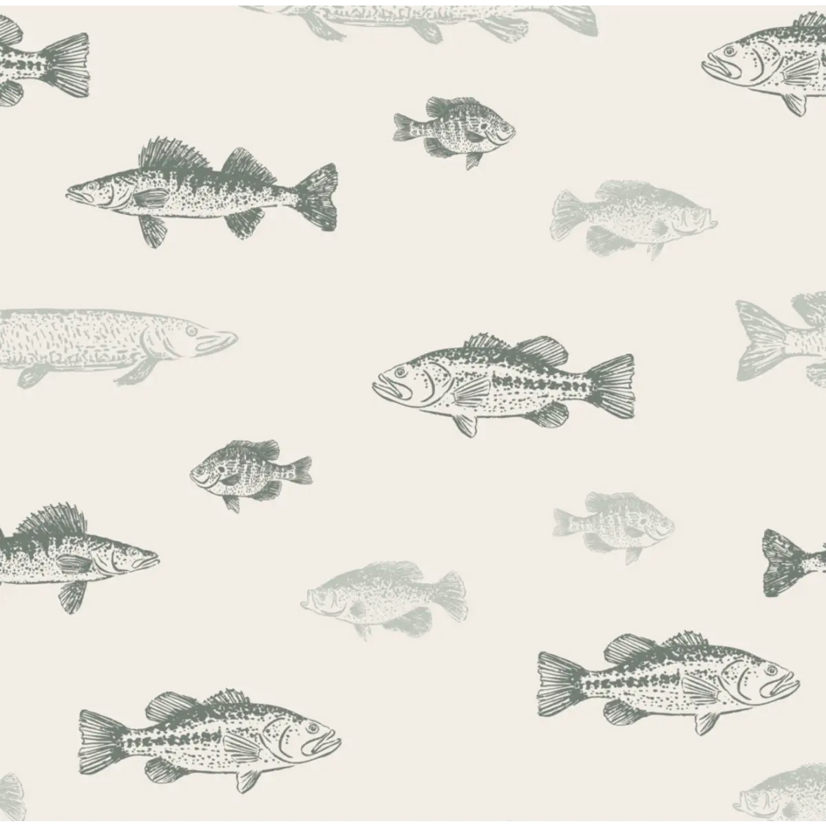 Marlin Wallpaper by Kim Hallquist Designs - Sample 1 foot by 1 foot / Light Green and Dark Green - Loomwell Home Goods