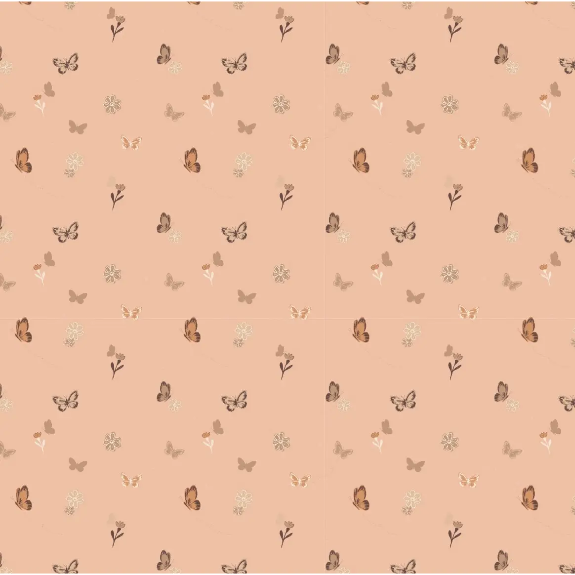 Marlo Wallpaper - Tiny Butterflies - by The Feral Flower - Sample 1 foot by 1 foot / Peach - Loomwell Home Goods