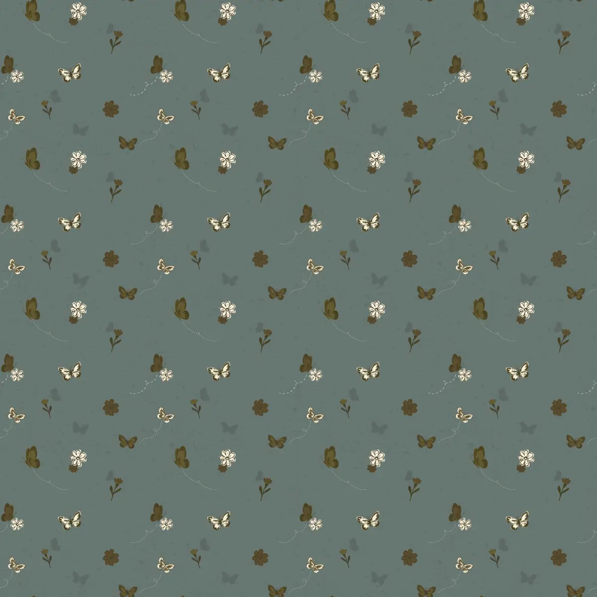 Marlo Wallpaper - Tiny Butterflies - by The Feral Flower - Sample 1 foot by 1 foot / Teal - Loomwell Home Goods